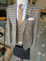 Load image into Gallery viewer, Antinori Yellow Slim Fit Plaid Suit-baagr.myshopify.com-suit-BOJONI
