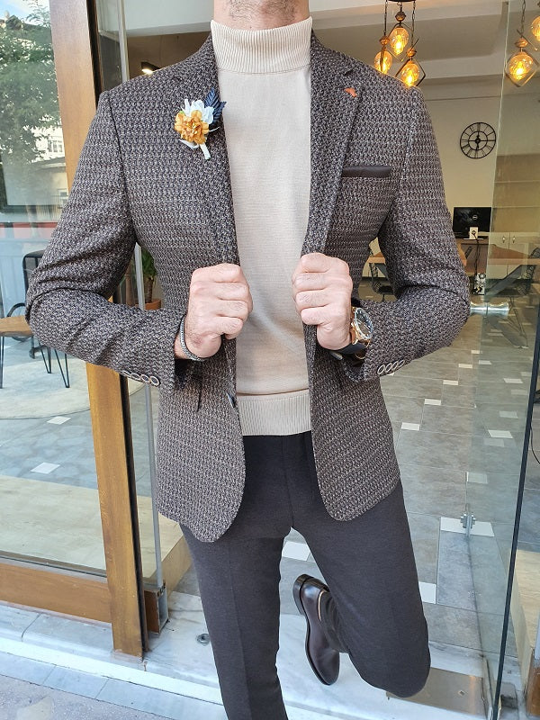 Giotto Brown Slim Fit Blazer-baagr.myshopify.com-blazers-BOJONI