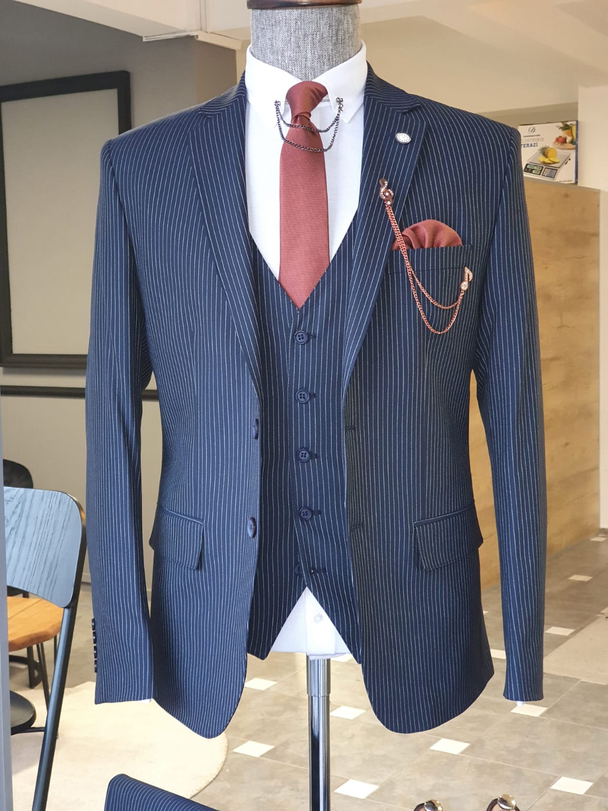 Argeli Navy Blue Slim Fit Pinstripe Suit-baagr.myshopify.com-suit-BOJONI