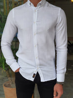 Load image into Gallery viewer, Mantova White Slim Fit Long Sleeve Striped Cotton Shirt-baagr.myshopify.com-Shirt-BOJONI
