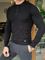 Load image into Gallery viewer, Elko Black Slim Fit Collar Sweater-baagr.myshopify.com-sweatshirts-BOJONI
