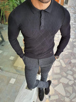 Load image into Gallery viewer, Elko Black Slim Fit Collar Sweater-baagr.myshopify.com-sweatshirts-BOJONI
