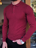 Load image into Gallery viewer, Elko Claret Red Slim Fit Collar Sweater-baagr.myshopify.com-sweatshirts-BOJONI

