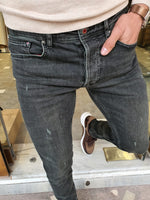 Load image into Gallery viewer, Bastoni Khaki Slim Fit Striped Jeans-baagr.myshopify.com-Pants-BOJONI
