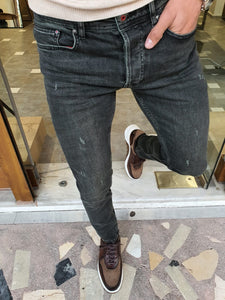 Bastoni Khaki Slim Fit Striped Jeans-baagr.myshopify.com-Pants-BOJONI