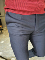 Load image into Gallery viewer, Paruri Navy Blue Slim Fit Pants-baagr.myshopify.com-Pants-brabion
