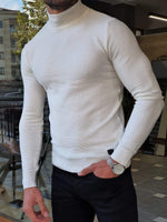 Load image into Gallery viewer, Elko White Slim Fit Mock Turtleneck Sweater-baagr.myshopify.com-sweatshirts-BOJONI
