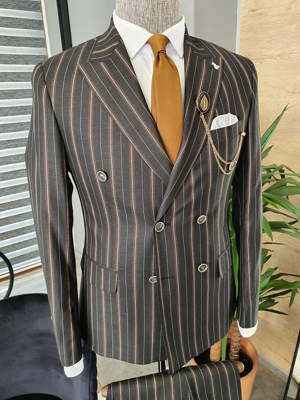 Elche Black Slim Fit Double Breasted Pinstripe Suit-baagr.myshopify.com-suit-BOJONI