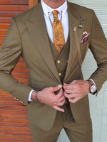 Load image into Gallery viewer, Boston Khaki Slim Fit Peak Lapel Wool Suit-baagr.myshopify.com-suit-BOJONI
