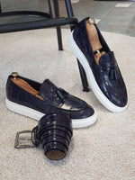 Load image into Gallery viewer, Monteri Navy Blue Tassel Loafers-baagr.myshopify.com-shoes2-brabion
