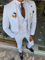 Load image into Gallery viewer, Boston White Slim Fit Peak Lapel Wool Suit-baagr.myshopify.com-suit-BOJONI
