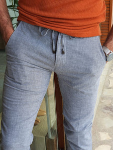 Bastoni Gray Slim Fit Cotton Pants-baagr.myshopify.com-Pants-BOJONI