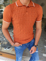 Load image into Gallery viewer, Bano Tile Brown Slim Fit Polo T-Shirt-baagr.myshopify.com-T-shirt-BOJONI
