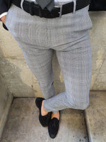 Load image into Gallery viewer, Shelton Black Slim Fit Plaid Pants-baagr.myshopify.com-Pants-BOJONI
