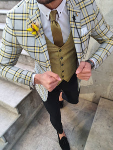 Bojo Bellingham Yellow Slim Fit Plaid Check Suit-baagr.myshopify.com-suit-BOJONI