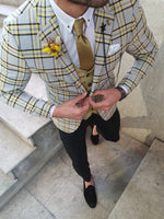 Load image into Gallery viewer, Bojo Bellingham Yellow Slim Fit Plaid Check Suit-baagr.myshopify.com-suit-BOJONI

