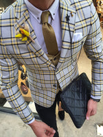 Load image into Gallery viewer, Bojo Bellingham Yellow Slim Fit Plaid Check Suit-baagr.myshopify.com-suit-BOJONI
