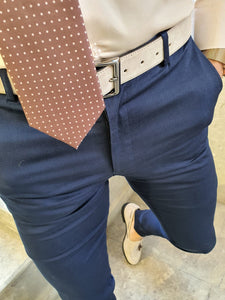 Shelton Navy Blue Slim Fit Pants-baagr.myshopify.com-Pants-BOJONI