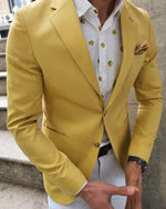 Load image into Gallery viewer, Bando Ogden Yellow Slim Fit Blazer-baagr.myshopify.com-blazers-BOJONI
