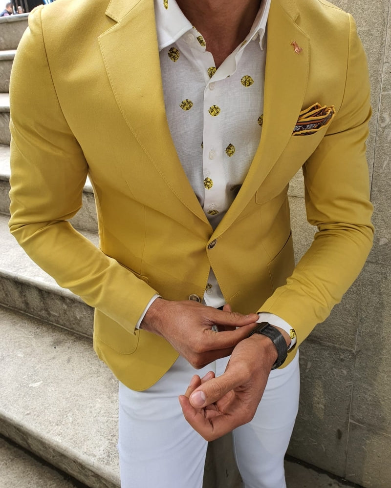 Bando Ogden Yellow Slim Fit Blazer | BOJONI