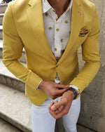 Load image into Gallery viewer, Bando Ogden Yellow Slim Fit Blazer-baagr.myshopify.com-blazers-BOJONI
