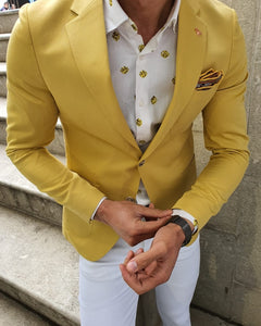 Bando Ogden Yellow Slim Fit Blazer-baagr.myshopify.com-blazers-BOJONI