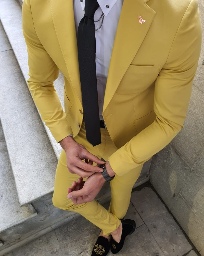 Bojo Ogden Yellow Slim Fit Suit-baagr.myshopify.com-suit-BOJONI
