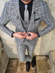 Bojoni Gray Slim Fit Plaid Check Suit-baagr.myshopify.com-suit-BOJONI