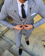 Load image into Gallery viewer, Bojo Pivas White Slim Fit Pinstripe Suit-baagr.myshopify.com-suit-BOJONI
