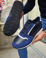 Load image into Gallery viewer, Pierre Navy Blue Mid-Top Sneakers-baagr.myshopify.com-shoes2-BOJONI
