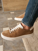 Load image into Gallery viewer, Vitale Beige Low-Top Suede Sneakers-baagr.myshopify.com-shoes2-brabion
