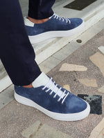 Load image into Gallery viewer, Vitale Blue Low-Top Suede Sneakers-baagr.myshopify.com-shoes2-brabion
