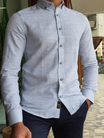 Load image into Gallery viewer, Capani Blue Slim Fit Long Sleeve Linen Shirt-baagr.myshopify.com-Shirt-BOJONI
