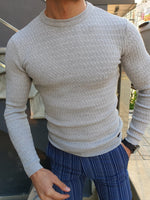 Load image into Gallery viewer, Natisk Rawlins Gray Slim Fit Crew Neck Sweater-baagr.myshopify.com-sweatshirts-BOJONI
