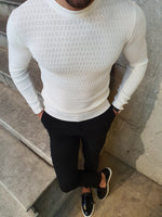 Load image into Gallery viewer, Natisk White Slim Fit Crew Neck Sweater-baagr.myshopify.com-sweatshirts-BOJONI
