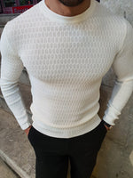 Load image into Gallery viewer, Natisk White Slim Fit Crew Neck Sweater-baagr.myshopify.com-sweatshirts-BOJONI
