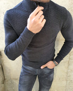 Load image into Gallery viewer, Natisk Black Slim Fit Zipper Mock Turtleneck Sweater-baagr.myshopify.com-sweatshirts-BOJONI
