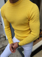 Load image into Gallery viewer, Natisk Rawlins Yellow Slim Fit Crew Neck Sweater-baagr.myshopify.com-sweatshirts-BOJONI
