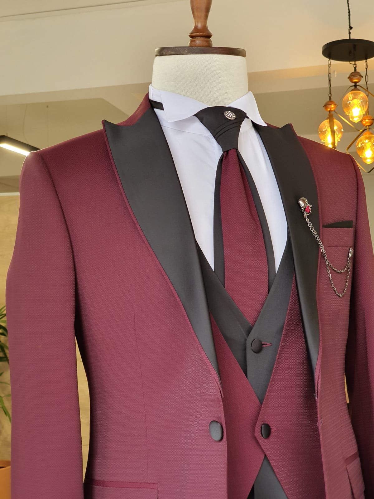 Lori Burgundy Slim Fit Peak Lapel Wedding Suit-baagr.myshopify.com-suit-BOJONI