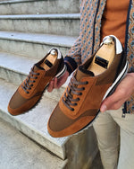Load image into Gallery viewer, Lance Cinnamon Lace-Up Suede Sneakers-baagr.myshopify.com-shoes2-BOJONI

