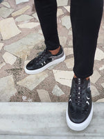 Load image into Gallery viewer, Salerno Black High-Top Lace Up Sneakers-baagr.myshopify.com-shoes2-brabion
