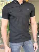 Load image into Gallery viewer, Lerno Black Slim Fit Polo T-Shirt-baagr.myshopify.com-T-shirt-BOJONI
