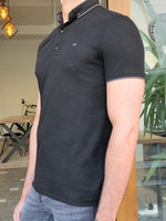 Load image into Gallery viewer, Lerno Black Slim Fit Polo T-Shirt-baagr.myshopify.com-T-shirt-BOJONI
