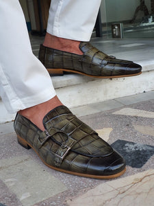Livorno Green Double Monk Strap Loafers-baagr.myshopify.com-shoes2-brabion