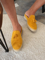Load image into Gallery viewer, Areni Yellow Suede Mules-baagr.myshopify.com-shoes2-brabion
