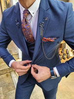 Load image into Gallery viewer, Bojoni  Indigo Slim Fit Patterned Suit-baagr.myshopify.com-suit-BOJONI
