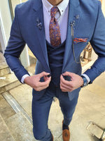 Load image into Gallery viewer, Bojoni  Indigo Slim Fit Patterned Suit-baagr.myshopify.com-suit-BOJONI
