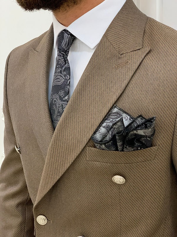 Palermo Brown Slim Fit Double Breasted Suit | BOJONI