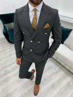 Load image into Gallery viewer, Palermo Dark Gray Slim Fit Double Breasted Suit-baagr.myshopify.com-1-BOJONI
