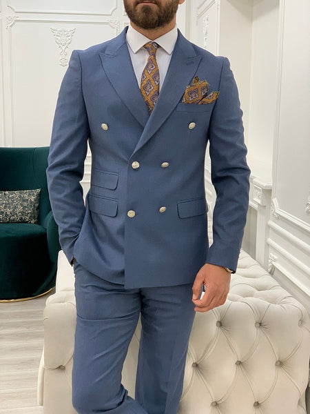 Palermo Blue Slim Fit Breasted Suit | BOJONI
